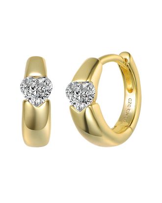 Genevive Silver CZ Huggie Earrings