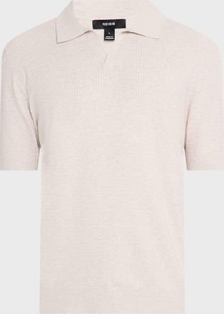 Reiss Mens Tyne Stretch Knit Johnny Collar Polo Shirt