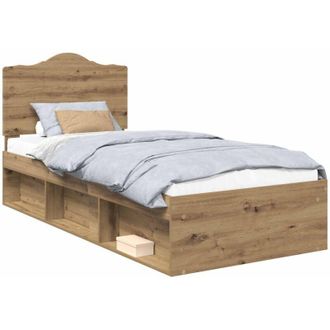 vidaXL Bed Frame Artisian Oak 100 x 200 cm Solid Pine Wood vidaXL