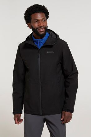 Mountain Warehouse Covert Mens Rain Jacket with Adjustable Hood Waterproof Coat Black - Size X-Small