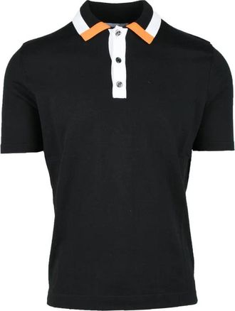 Dirk Bikkembergs Black/White Cotton Crew Neck Knit Polo