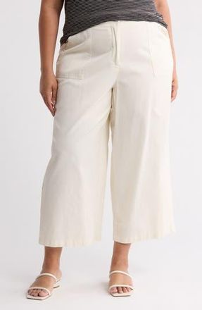 Max Studio Cotton Piqué Crop Wide Leg Pants in Ecru at Nordstrom Rack, Size 3X