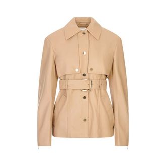 Sportmax Sportmax, Light Jackets, female, Brown, Size: 2XS Two-piece Nappa Jacket
