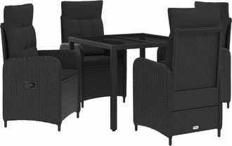 vidaXL Juego De Comedor Para Exteriores 5 Uds. Negro Rat&aacute;n Sint&eacute;tico Vidaxl