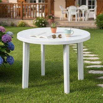 Dmora Dmora Table DExt&eacute;rieur Ronde, Made In Italy, 90x90x72 Cm, Couleur Blanc