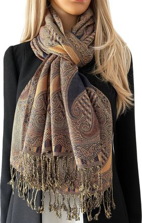 The Accessory Co. Womens Scarf Pashmina Shawl Wrap - Ladies Long & Large Lightweight Floral Paisley Print Neck Blanket Scarves Keeps You Warmer for Evening, Winter, Wed