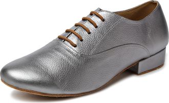 Minitoo Mens Boys Lace-up Comfortable Latin Salsa Ballroom Dance Shoes L208 Grey 2.5cm Heel UK 9