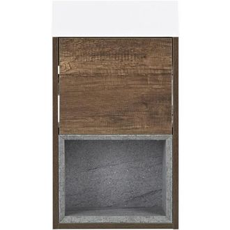Milano Bexley - Dark Oak 400mm Bathroom Wall Hung Cloakroom Vanity Unit with Basin - No led Lights