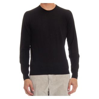 Drumohr Round-neck Knitwear, male, Black, Size: 2XL Black Sweater Extrafine Wool Crewneck