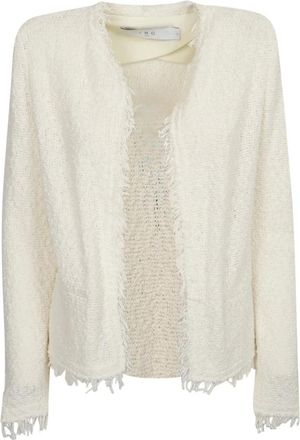 Iro Giacca Bianca in Tweed con Frange - - Jackets - Donna - Bianco - S