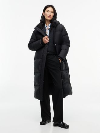 Tommy Hilfiger Womens Water-Repellent Down Maxi Puffer Coat - Black - XXS