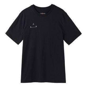 Nike Jordan Mens Air Jordan Solid Color Alphabet Logo Printing Round Neck Casual Short Sleeve Black T-Shirt DQ7359-010