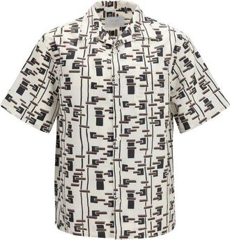 Prada Beige Cotton Pattern Mens Shirt