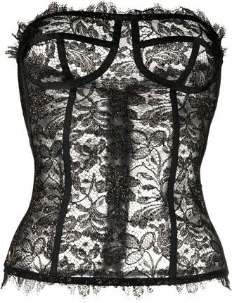 Philipp Plein lace-detail bustier top - women - Spandex/Elastane/Acetate/Viscose - L - Black
