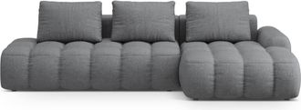 Cosmopolitan Design Sof&aacute; cama esquinero derecho con ba&uacute;l 3 plazas tejido estructural gris