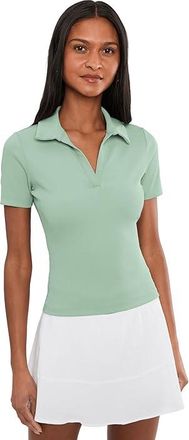 Travis Mathew Moveknit Short Sleeve V-Neck Polo Womens Clothing Jade : XXS, Elastane/Nylon