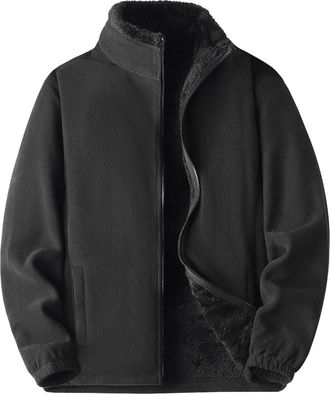 Generic Sherpa Jacket Men Mens Fleece Sherpa Lined Jacket Warm Full Zip Up Thick Jackets Soft Outwear Winter Coat 2025