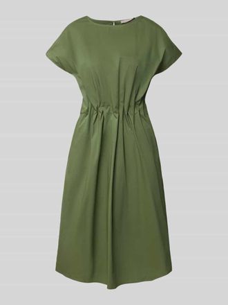 Christian Berg Midikleid mit Rundhalsausschnitt und Drapierungen in Oliv, Gr&ouml;&szlig;e 34