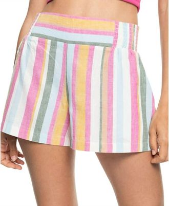 Roxy Handmade Life Stripe Shorts In Snow White Sun Struck