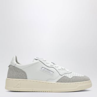 Autry Medalist Low Sneakers in white leather and glitter suede