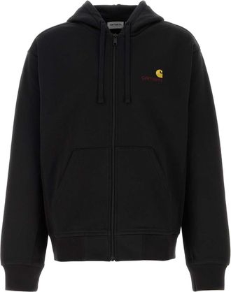 Carhartt Work in Progress Carhartt Wip Black Cotton Blend Hooded American Script Jacket