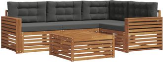 vidaXL Conjunto De Sof&aacute;s De Exterior 5 Uds. Natural Y Antracita Vidaxl