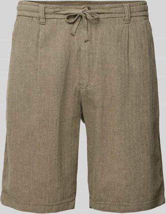 Lindbergh Lindbergh Regular Fit Bermudas aus Baumwoll-Leinen-Mix in Oliv, Gr&ouml;&szlig;e XXXL