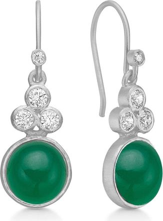 Frk. Lisberg Accessoires, Dames, Grijs, ONE Size, Groene Zilveren Oorbellen met Edelstenen