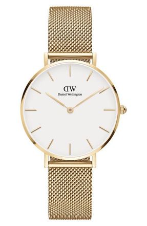 Daniel Wellington Petite Evergold Mesh Strap Watch, 32mm in Gold/Eggshell at Nordstrom