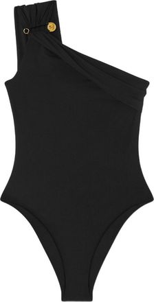 Versace Womens One-Shoulder Swimsuit Safety Pin Black Polyamide Swimwear Sea Clothing