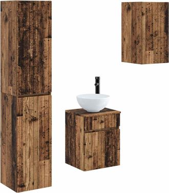 vidaXL Juego De Muebles De Ba&ntilde;o 3 Uds. Madera Envejecida Vidaxl