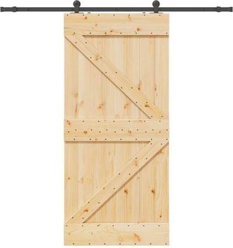 vidaXL Vidaxl - Puerta Corredera Con Herrajes Madera Maciza De Pino 80x210 Cm
