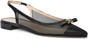 Bruno Magli Pamina Slingback Flat in Black Patent at Nordstrom Rack, Size 6