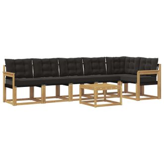 vidaXL Conjunto De Sof&aacute;s De Exterior Con Coj&iacute;n 7 Pcs Blanco Y Negro Vidaxl