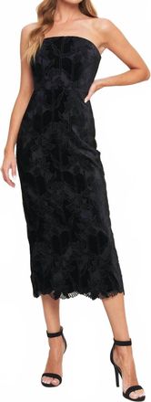 Flying Tomato Woven Velvet Lace Midi Dress In Black