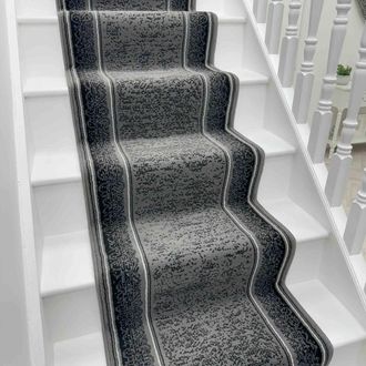 Runrug Stair Runner Carpet for Staircases - Soft & Comfy, 9mm - Tribal in Dark Grey | Size: 60 cm x 510 cm