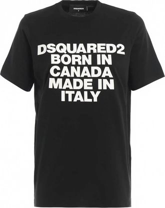 Dsquared2 Womens Born In Canada Made In Italy Cotton T-Shirt In Black