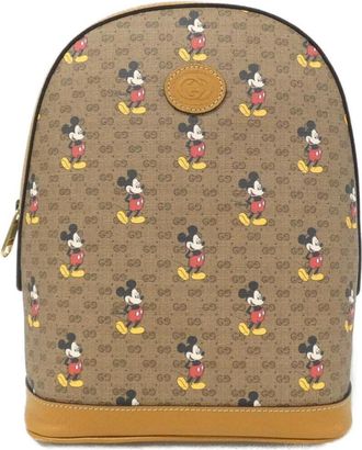 Gucci Beige Light Brown Gg Supreme Leather Backpack (Pre-Owned)