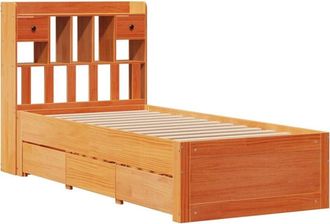 vidaXL Bookcase Bed without Mattress Wax Brown 75x190 cm Small Single Solid Wood Pine Vidaxl