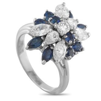 Luxury Bazaar Pre-Owned LB Exclusive 18K White Gold 2.0ct Diamond and Sapphire Ring MF15 022326