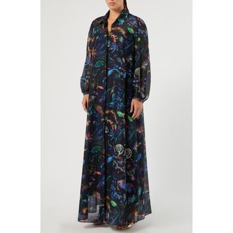 Marina Rinaldi Cotton & Silk Shirtdress in Midnight Blue at Nordstrom, Size 16W