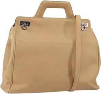 Ferragamo Pre-owned Handbags, female, Beige, Size: ONE SIZE Pre-owned Leather handbags