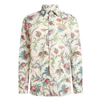 Etro Etro, Casual Shirts, male, Multicolor, Size: 2XL Regular Fit Flower Print Cotton Muslin Shirt