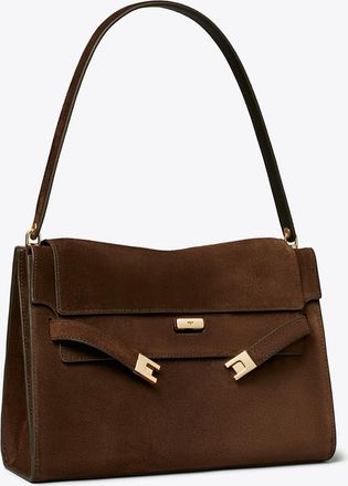 Tory Burch Womens Large Lee Radziwill Suede Shoulder Bag, One Size