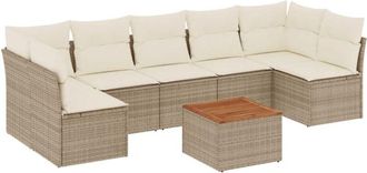 vidaXL Vidaxl - Juego De Sof&aacute;s De Jard&iacute;n Con Cojines Beige 8 Pzas Rat&aacute;n Pe