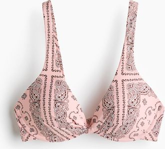 H&M Push-up-Bikinitop - Hellrosa/Paisleymuster