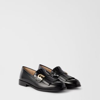 Furla Lidia Mocassini Nero Nero Vitello Spazzolato Donna