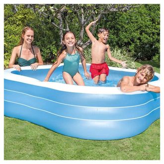 Trade Shop Trade Shop Traesio - Piscina Family Quadrata Gonfiabile A Tre Anelli 229 X 229 X 56 Cm Giardino 57495