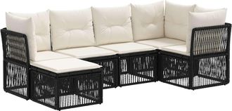 vidaXL Conjunto De Sof&aacute;s De Jard&iacute;n 6 Uds. Negro Rat&aacute;n Sint&eacute;tico Vidaxl