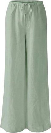 Oui Broeken, Dames, Groen, S, Linnen, Wijde Broek